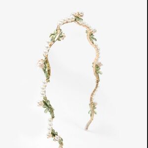 New Free People Floral FAUX PEARL TWINED HEADBAND Cottagecore